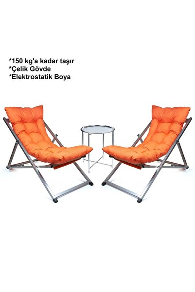 HASTUNÇ Minderli - Maora Şezlong Seti Bahçe&balkon&teras&plaj Katlanır Ikili ...