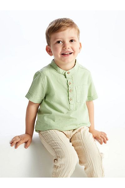 LC Waikiki LCW baby Hakim Collar Short Sleeve Basic Baby Boy Shirt