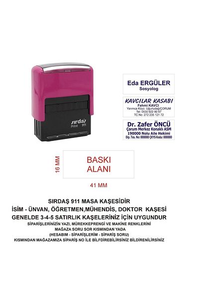 Sırdaş 911 Name Title Basin -Pink Machine