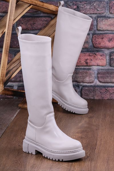 Ayakkabix Γυναικείες μπότες Flat Faux Leather Below the Knee