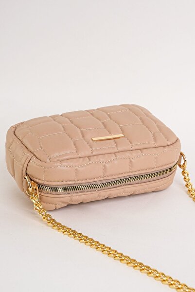 Çantacımstore Women's Chain Quilted Mini Crossbody Bag Mink 3050
