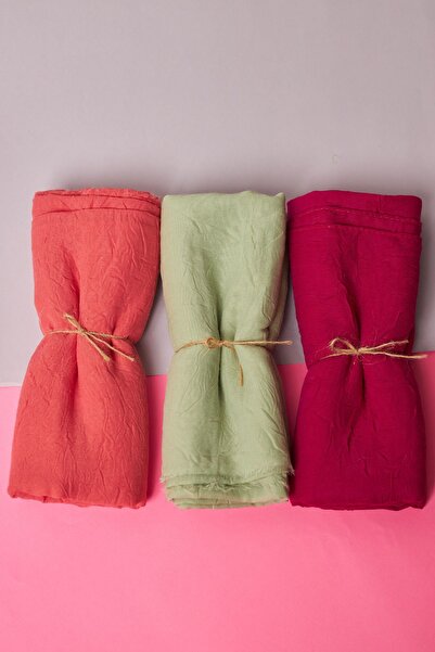 Organic Scarfs Tesettür Hijab Kadın Bambu Kraş Şal Modeli-3'lü Set