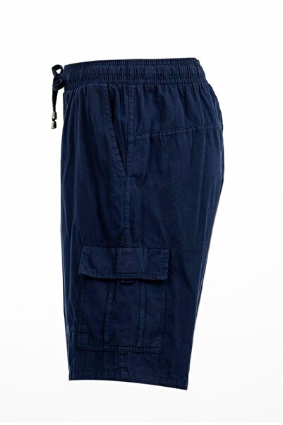 Miami Beach Unisex Linen Shorts - Navy Blue, Cargo Pocket and Elastic Waist, 100% Cotton