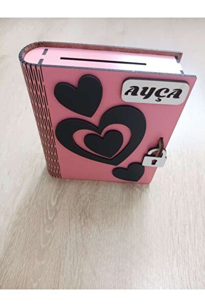 Şirin Lazer KİŞİYE İSME ÖZEL KALP KİTAP ŞEKLİNDE HEDİYELİK KUMBARA