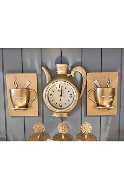 BİEV Biev Duvar Saati Fincan Gold 15x22x15 Cm Zcg220