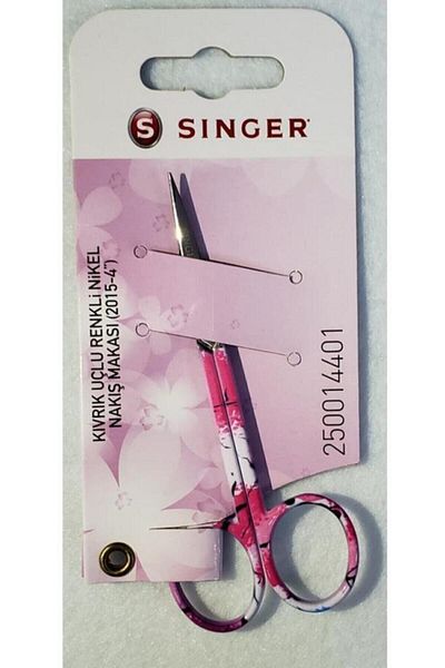 SİNGER مقص تطريز ملون بطرف منحني كود: 14401