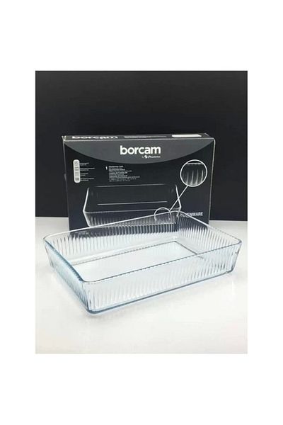 Paşabahçe 59964 Striped Pyrex Rectangular Tray