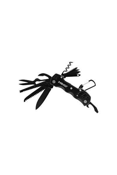 Hegi 12 Fonksiyonlu Krom(PASLANMAZ) Isviçre Çakısı - Aısı316 - Siyah