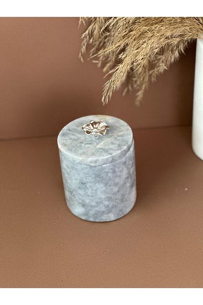 ege gross Decorative Grey Marble Cotton Holder /Marble Closed Box/ Marble Jar /Marble Seasoning Holder