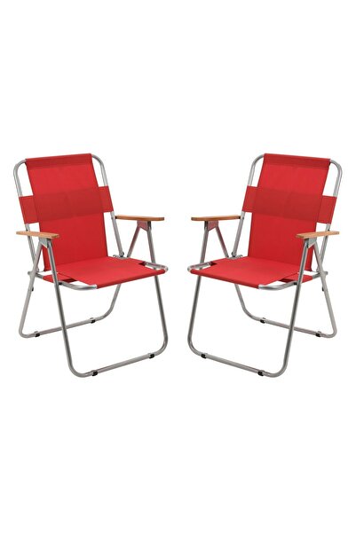 Exent 2'li Ağaç Kollu Katlanır Piknik Kamp Plaj Bahçe Balıkçı Sandalyesi