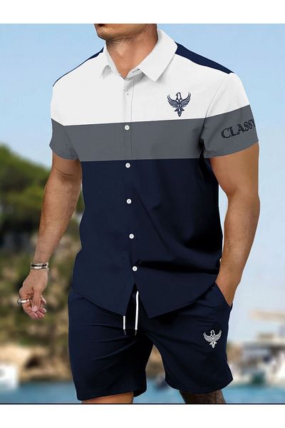 CLASSY.MODA Two Thread Shorts Set with Straight Cut and Buttons