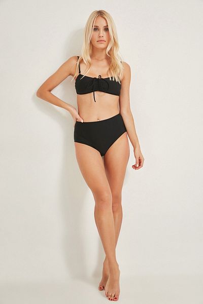 C&City Damen-Bikinihose mit hoher Taille, 3010, Schwarz