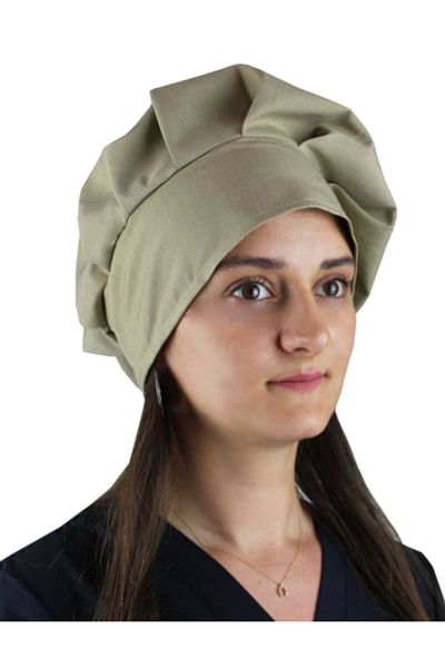 DrMia Unisex Chef Cook Cap Cook Hat Mushroom Cap Alpaca Fabric Beige