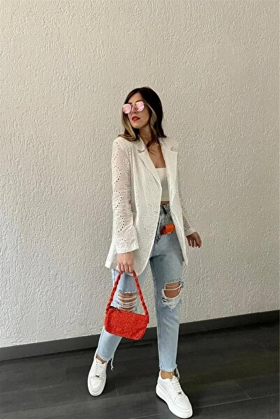 CNG MODA Guipure Seasonal Jacket White