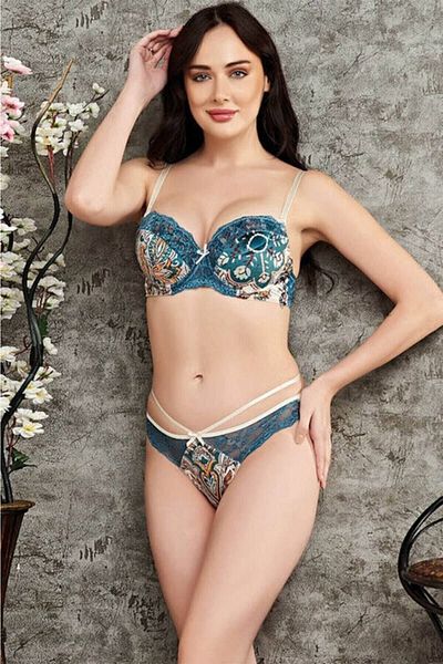 Anıl Patterned Push Up Padded Bra Set
