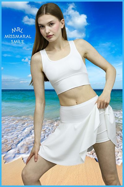 missmaral Îmbrăcăminte de plajă cu talie înaltă albă Fustă cu pantaloni scurți Fustă cu pantaloni scurți Îmbrăcăminte de plajă și tenis