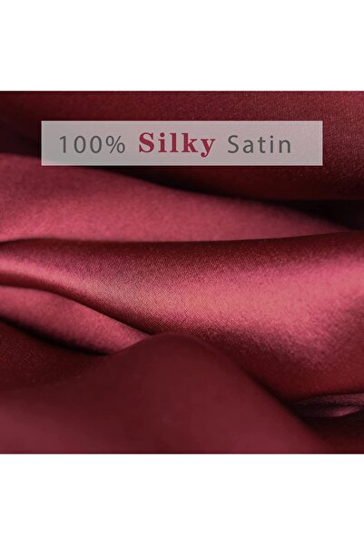 Tinybabyconcept 100% Silk Satin 50x70 Cm 2 Pillow Cases & 2 Buckles Burgundy Color
