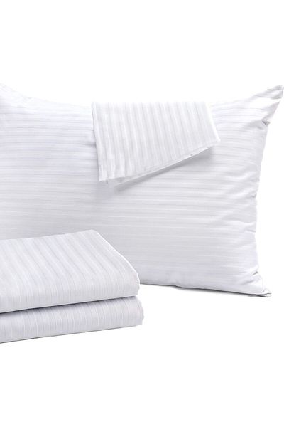 Tinybabyconcept Βαμβακοσατινέ Ριγέ Μοντέλο Λευκή 50x70 εκ. Μαξιλαροθήκη 2 τμχ