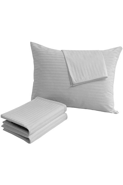 Tinybabyconcept Βαμβακοσατινέ Ριγέ Μοντέλο Λευκή 50x70 εκ. Μαξιλαροθήκη 2 τμχ