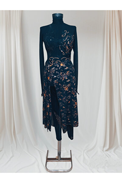 Muse Costume Aplike dantel işlemeli tül tulumlu tango elbisesi