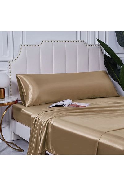Tinybabyconcept Φυσικό βαμβακερό σατέν μεταξωτό με υφή αναπνεύσιμο μακρύ μαξιλαροθήκη 50x135 εκ. Μπεζ με κρυφό φερμουάρ