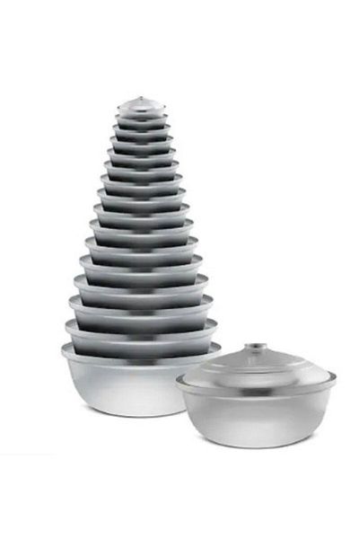 elifcan Aluminum Pot with Lid Halva Pot, Aluminum Frying Pot, Camping Pot 30 Cm