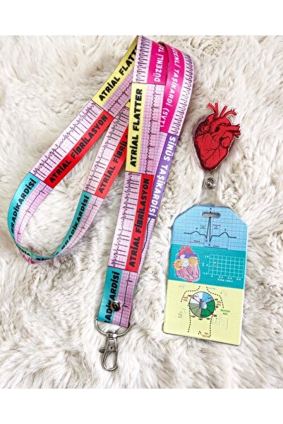 Hediyebum Cardiologie-kvc-ecg Set de frânghii pentru agățat pentru gât cu mod...
