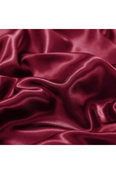Tinybabyconcept Cotton Satin Double Duvet Cover Set 4 Pieces Silk Textured Burgundy 160X220 cm Fitted Sheet