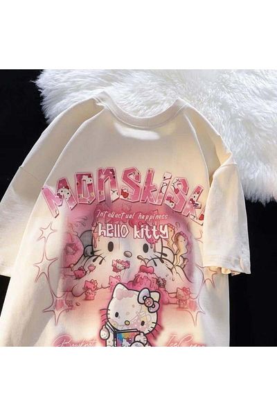 Touz Moda Μπλουζάκι Gothic Hello Kitty με στάμπα Oversize