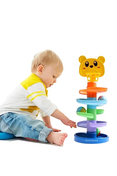 OyuncakZade Oyuncak Jumbo Gökkuşağı Kule Çıngıraklı Toplar Bebek Oyuncak Eğitici