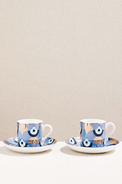 Paşabahçe 2-Piece Cup Evil Eye Ring Set - 1 PC