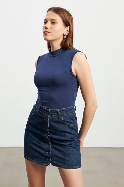 Bipantolon Navy Blue, Cream, Black, White - Σετ αμάνικο γυναικείο φορμάκι 4 τεμαχίων