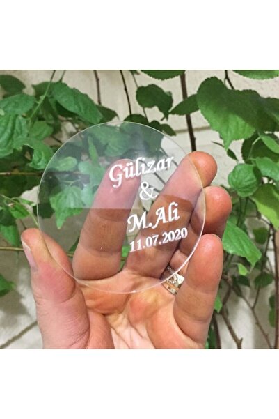 Genel Markalar Şeffaf Pleksi Magnet Yuvarlak Söz Nişan Kına Hatırası Pleksi M...