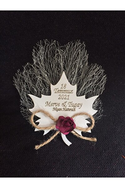 GÜVEN Ahşap Çınar Yaprağı Nişan Söz Magnetleri 24 Adet