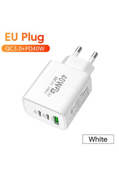 Choice PD 60W Fast USB Charge Charger 3Ports EU/US Plug Wall Charger Adapter For iPhone 14 13 Xiaomi Hua...