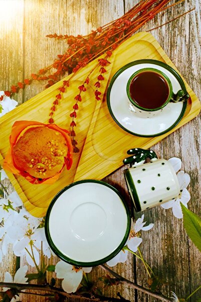 Otogar Çini Handmade Turkish Coffee Espresso Gift Cup 90 Ml 2-Person Cup Set