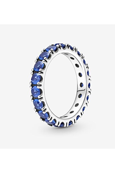 POSEİDONS JEWELLERY Tarz Mavi Işıltılı Tam Tur Taşlı Yüzük