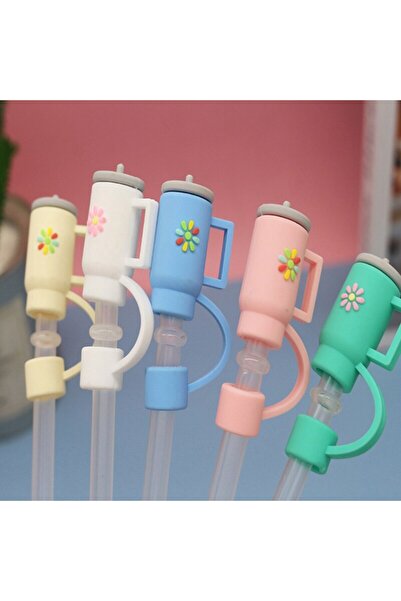 Choice 5Pcs大直径10毫米吸管帽彩色硅胶防漏塞冰牛配件防尘杯...