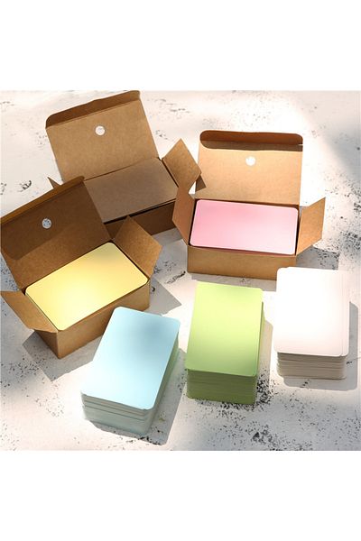 Choice 100pcs/box Kraft paper card color blank business card message thank you card writing card label b...