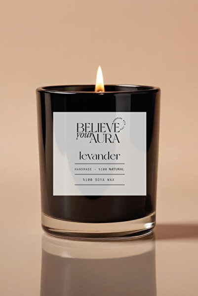 Believe Your Aura Lavanta Kokulu Mum - %100 Doğal Soya Aromaterapi ve Dekorat...