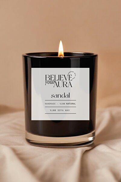 Believe Your Aura Sandal Ağacı Kokulu Mum - %100 Doğal Soya Aromaterapi ve De...