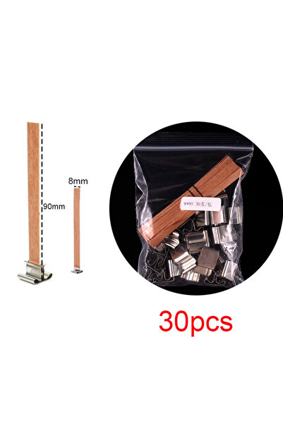 UDOCOOL 30pcs Wooden Candle Wicks Candle Making Set Wicks with Clip Base  Nat...