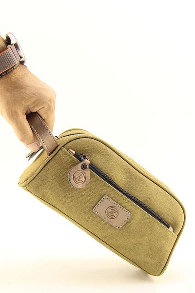 HNB Men's Waterproof Canvas Bag - Camel, Shaving Organizer, Personal and Travel Daily Bag