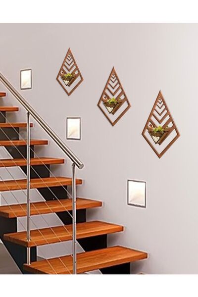 GİZEM SHOP Dekoratif Lazer Kesim Duvar Saksılığı Teraryum Tarzı Balkon Bahçe Dekorasyonu Gibi Alanlarda Ceviz