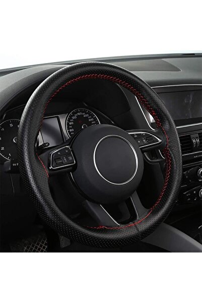 GARDENAUTO Fiat Egea Sedan Astarlı Yumuşak Deri Direksiyon Kılıfı Noktalı Kırmızı Dikişli