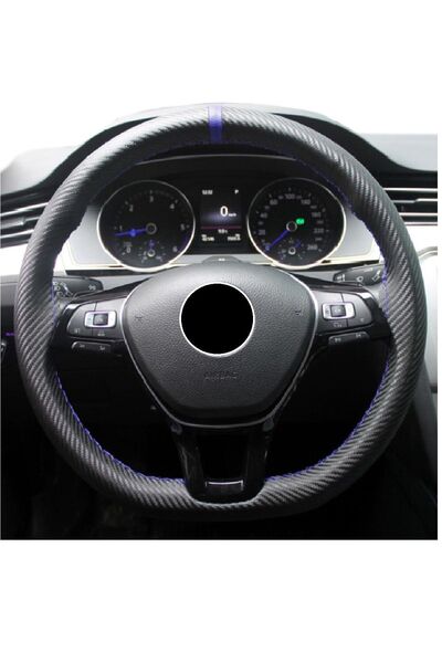 GARDENAUTO Renault 19 Europa Karbon Direksiyon Kılıfı Mavi Yüzüklü