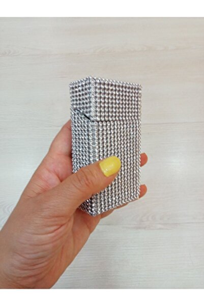 NESGIFT Gümüş Taş Kaplama Kalın Kısa Sigara Kutusu