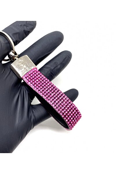 tasarım arabam سلسلة مفاتيح وردية بتفاصيل حجرية