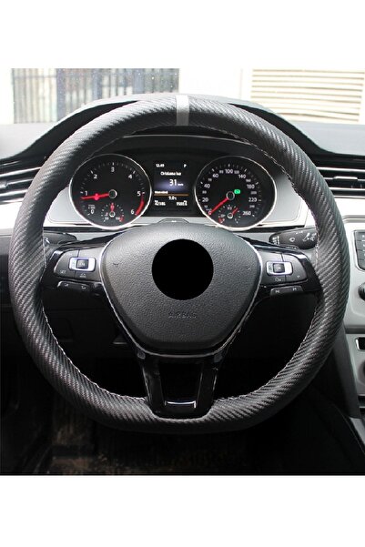 GARDENAUTO Nissan Qashqai 2014 Sonrası Karbon Direksiyon Kılıfı Gri Yüzüklü