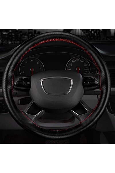 GARDENAUTO Renault Toros Deri Direksiyon Kılıfı Dikmeli Noktalı Kırmızı Dikişli